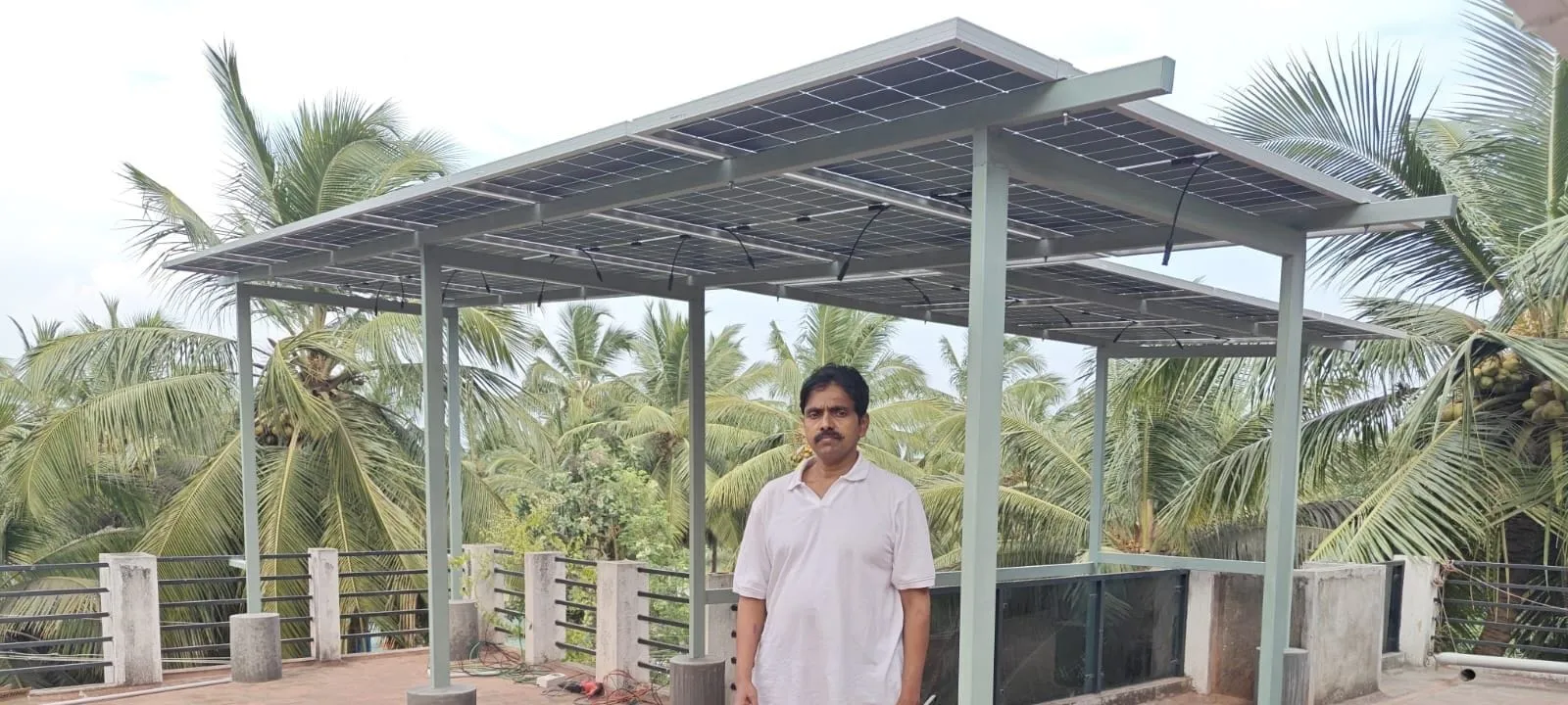 Solar Harvezt elevated-structure solar installation in Pulluvilai