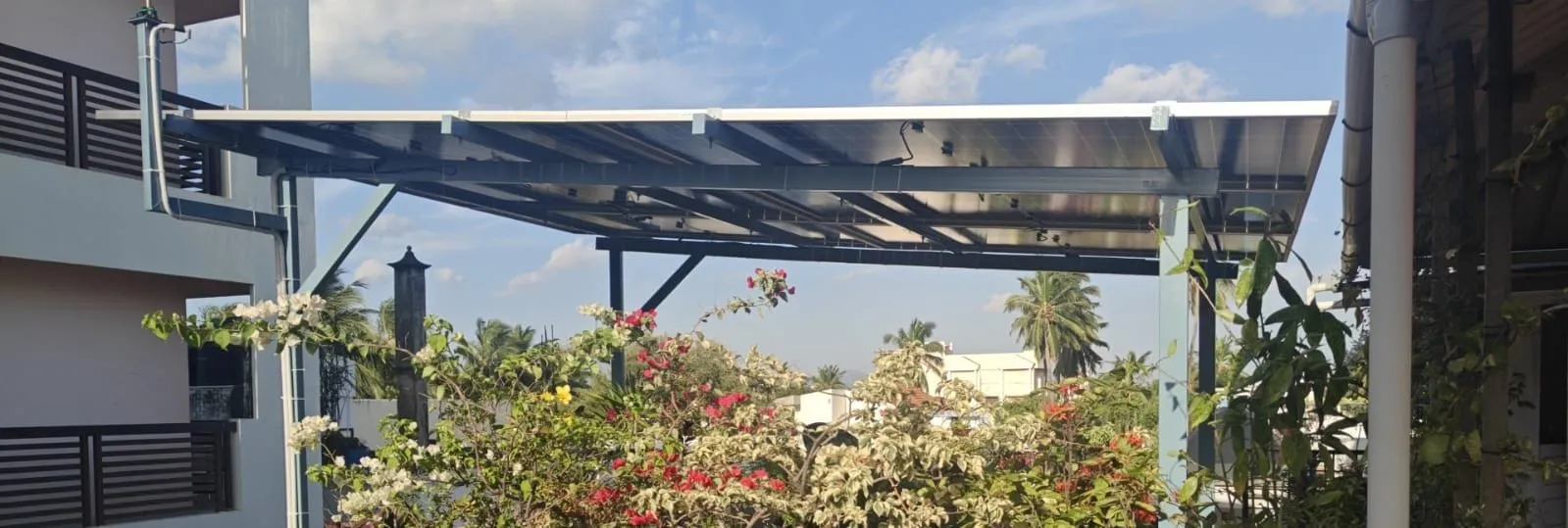 Solar Harvezt elevated-structure solar installation in Ramavarmapuram, Nagercoil